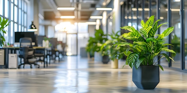 The Benefits of Green Plants in an Office Space for Sustainability Productivity and Employee Wellbeing Concept Sustainability Productivity Employee Wellbeing Green Plants Office Space