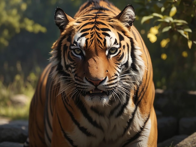 Bengal tiger staring aggression in eyes majestic beauty in nature