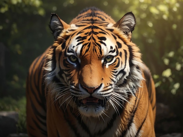 Bengal tiger staring aggression in eyes majestic beauty in nature