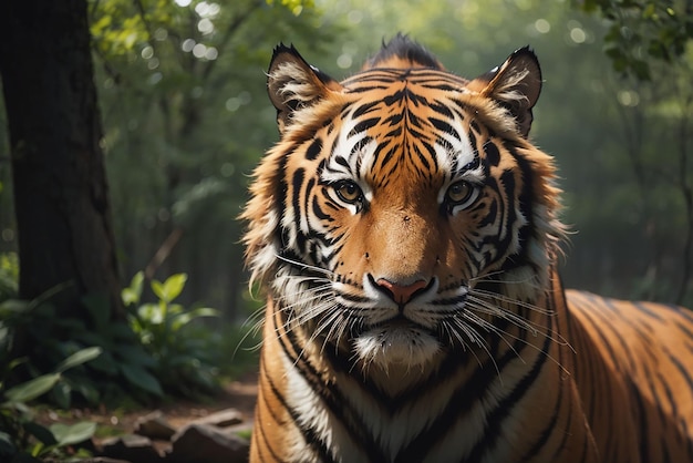 Bengal tiger staring aggression in eyes majestic beauty in nature