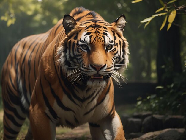 Bengal tiger staring aggression in eyes majestic beauty in nature