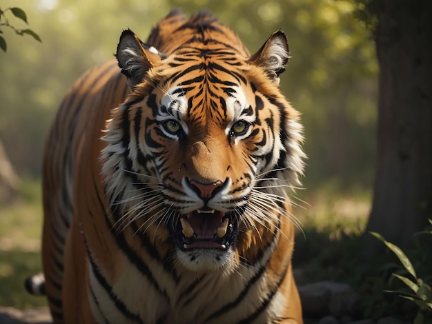 Bengal tiger staring aggression in eyes majestic beauty in nature