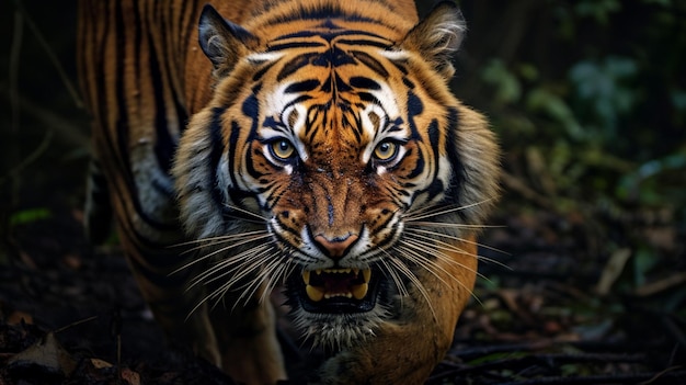 bengal tiger staring aggression in eyes majestic beauty