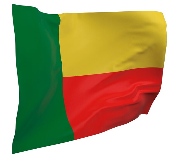 Benin flag isolated. Waving banner. National flag of Benin