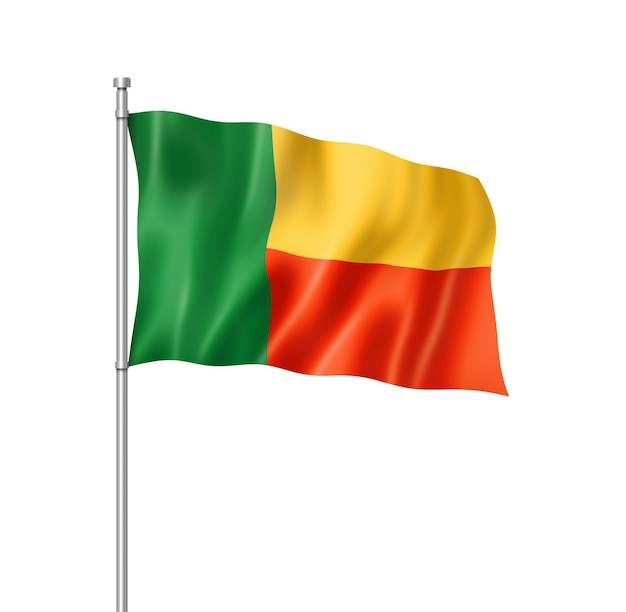 Benin flag, three dimensional render, isolated on white