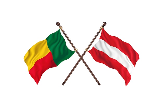 Benin versus Austria Two Countries Flags Background