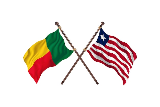 Benin versus Liberia Two Countries Flags Background