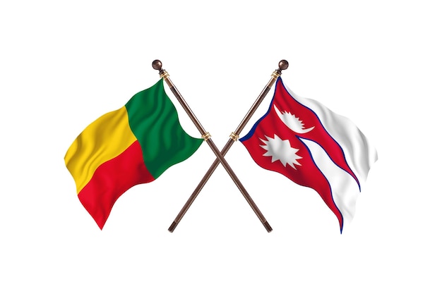 Benin versus Nepal Two Countries Flags Background