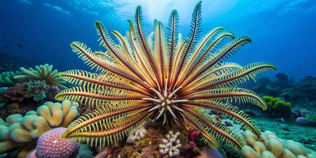 Photo bennetts feather star oxycomanthus bennetti on shallow reefs of bangka island