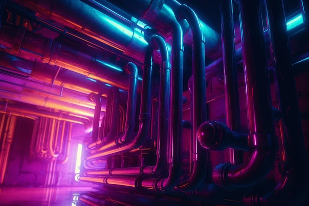 Bent water pipe neon light Generate Ai