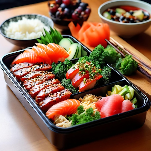 bento box Japanese style on transparent background