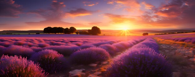 Berautiful summer sunset over lavender field