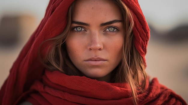 Berber woman from the sahara desert with red scarf