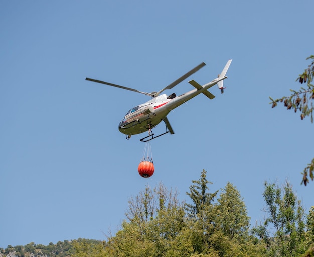 Bergamo Italy July 2022 Helicopter used to transport water to put out fires