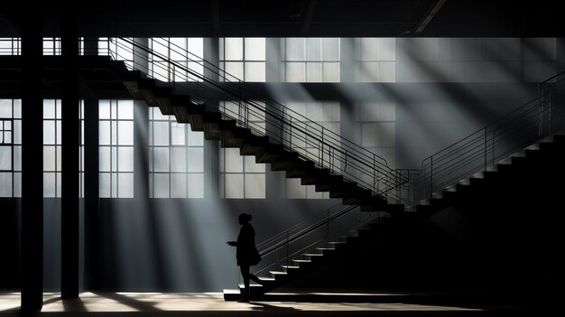 Berlin industrial building staircase silhouette concept