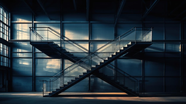 Berlin industrial building staircase silhouette concept