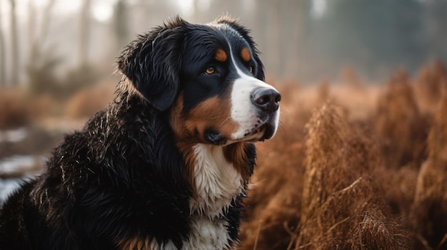 Bernese mountain dog in a field