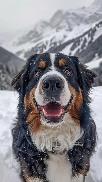 Photo bernese mountain dog in the swiss alps