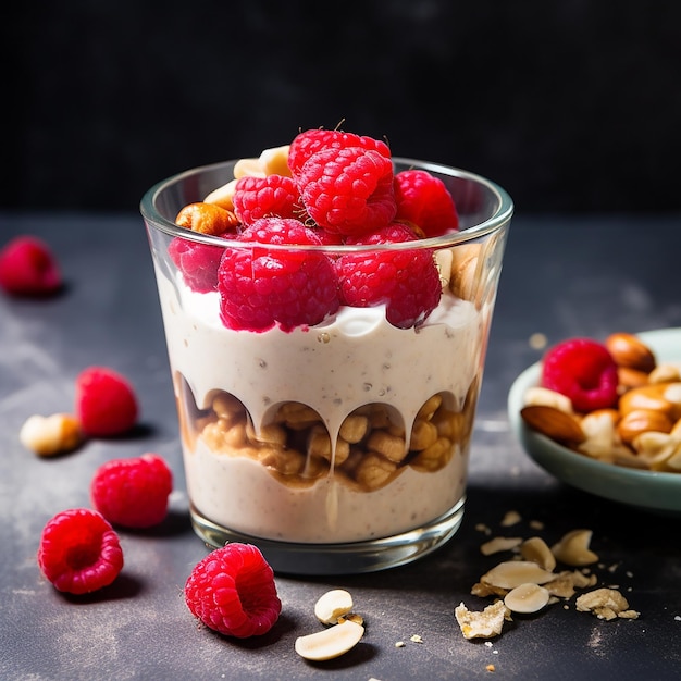 Berry Bliss Overnight Porridge with Raspberries and Almonds