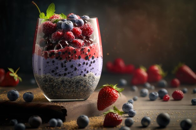 Berry and chia seeds smoothies Illustration Generative AI