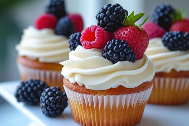 Berry cupcakes with cream cheese Generate ai