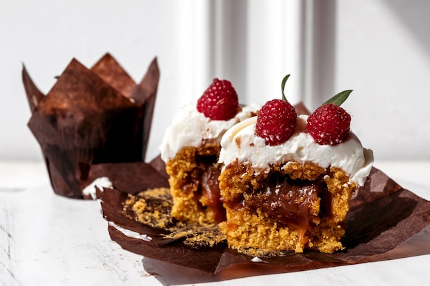 Berry cupcakes with filling, cut  Dessert