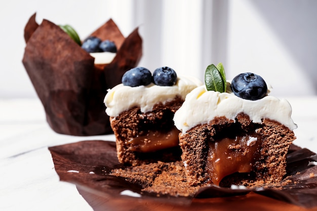 Berry cupcakes with filling cut  Dessert 