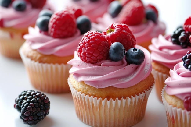 Berry cupcakes with pink frosting