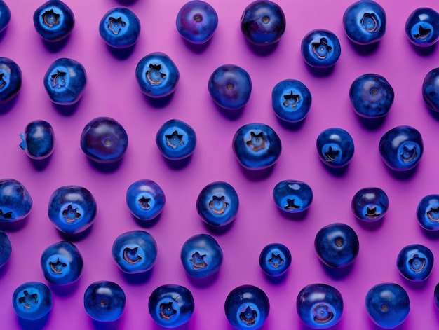 Photo berry patterns blueberries isolated on a minimal purple background