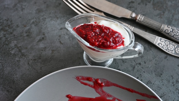 Berry sauce in a gravy glass