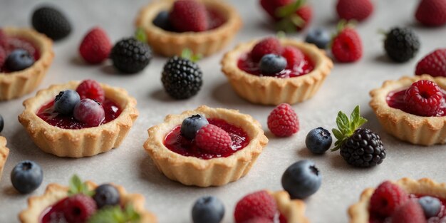 berry tartlets with cream summer dessert