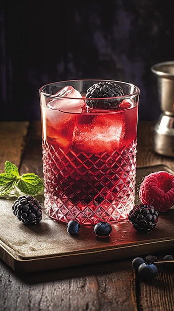 Berry tonic cocktail drink Generative AI