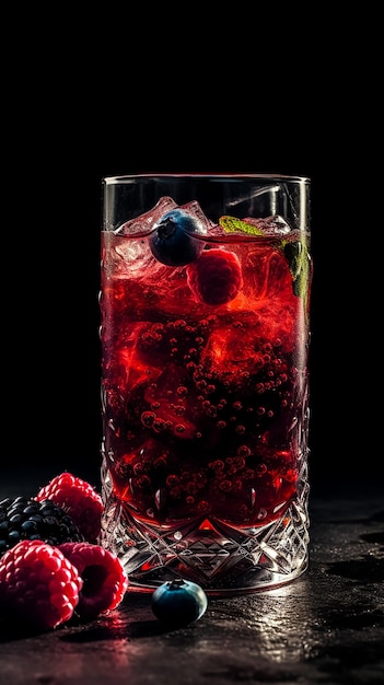 Berry tonic cocktail drink Generative AI