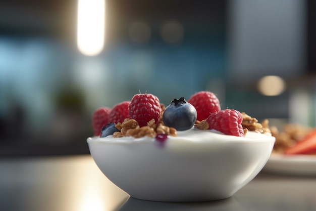 Berry Yogurt Parfait with Crunchy Granola and Fresh Berries