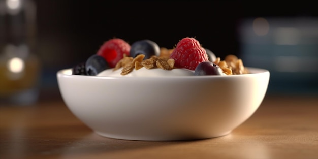 Berry Yogurt Parfait with Crunchy Granola and Fresh Berries