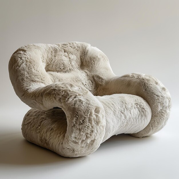 a bespoke chair in the style of ren hang soft and rounded forms furry preserving the beauty