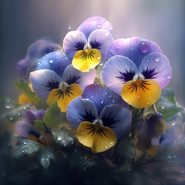 Best colorful pansies flowers images Generative AI