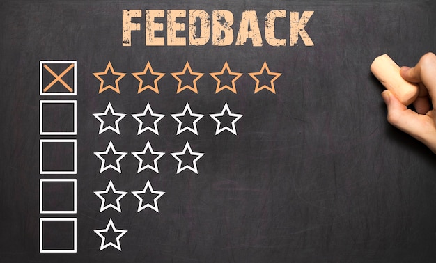 Best feedback five golden stars on Chalkboard