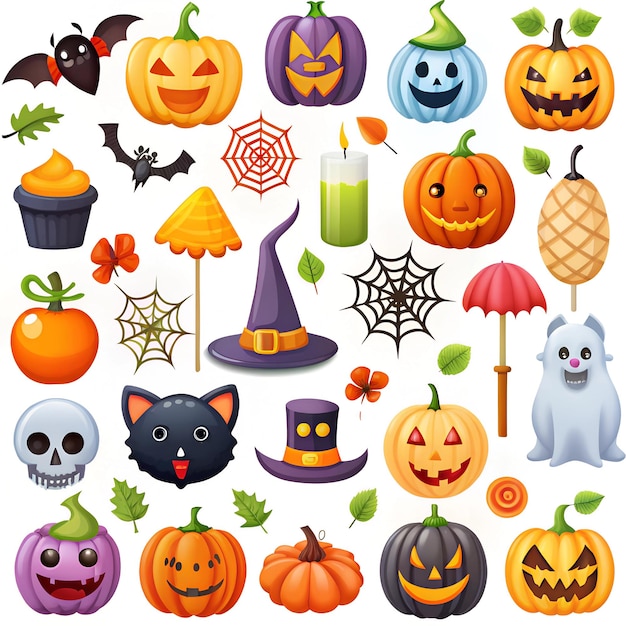 Best Halloween elements collection isolated on a white background