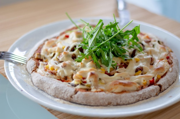 Best Homemade Vegan Pizza with homemade cheese and arugula