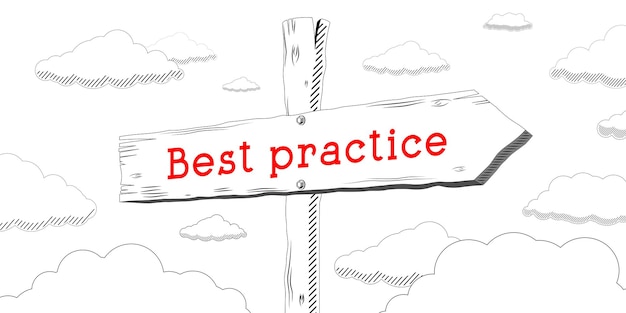 Best practice outline signpost with one arrow