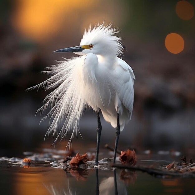 Best quality snowy white egret picture Generative AI