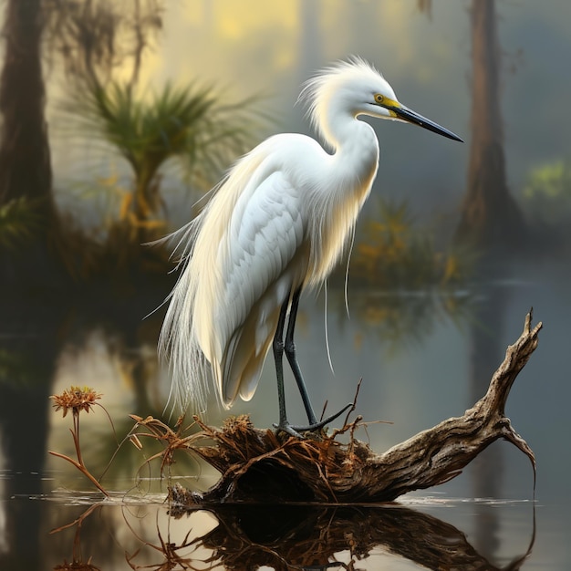 Best quality snowy white egret picture Generative AI