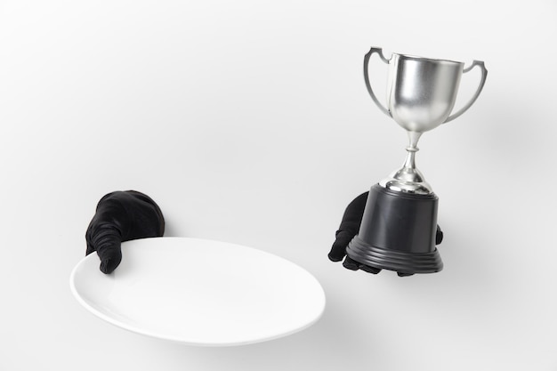 Best restaurant prize award fine dining trophy on white background