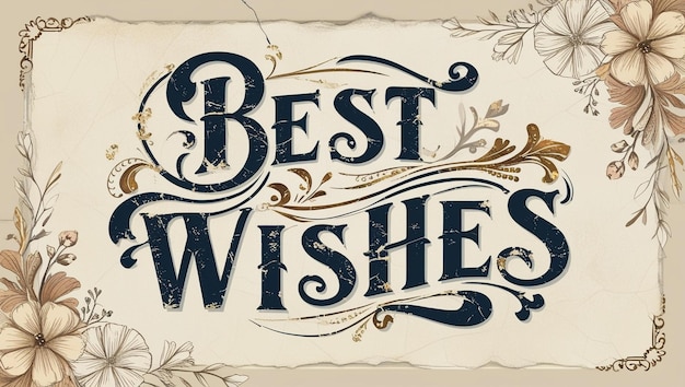 Best Wishes Vintage Greeting Card Design