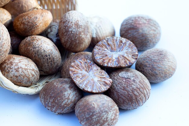 Betel nut on white background