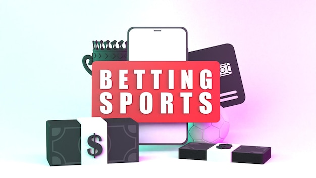 Betting banner Sports betting 3d render illustration