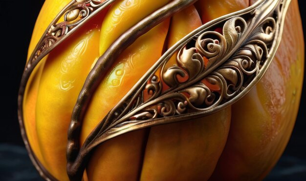 Photo bewitched mango ultra detailed hyperrealism epic baroque opulent majestic filigree high quality magical epic mysterious fantasy