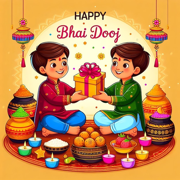 Photo bhai dooj festival celebration illustration