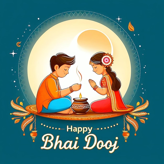 Photo bhai dooj greeting card illustration